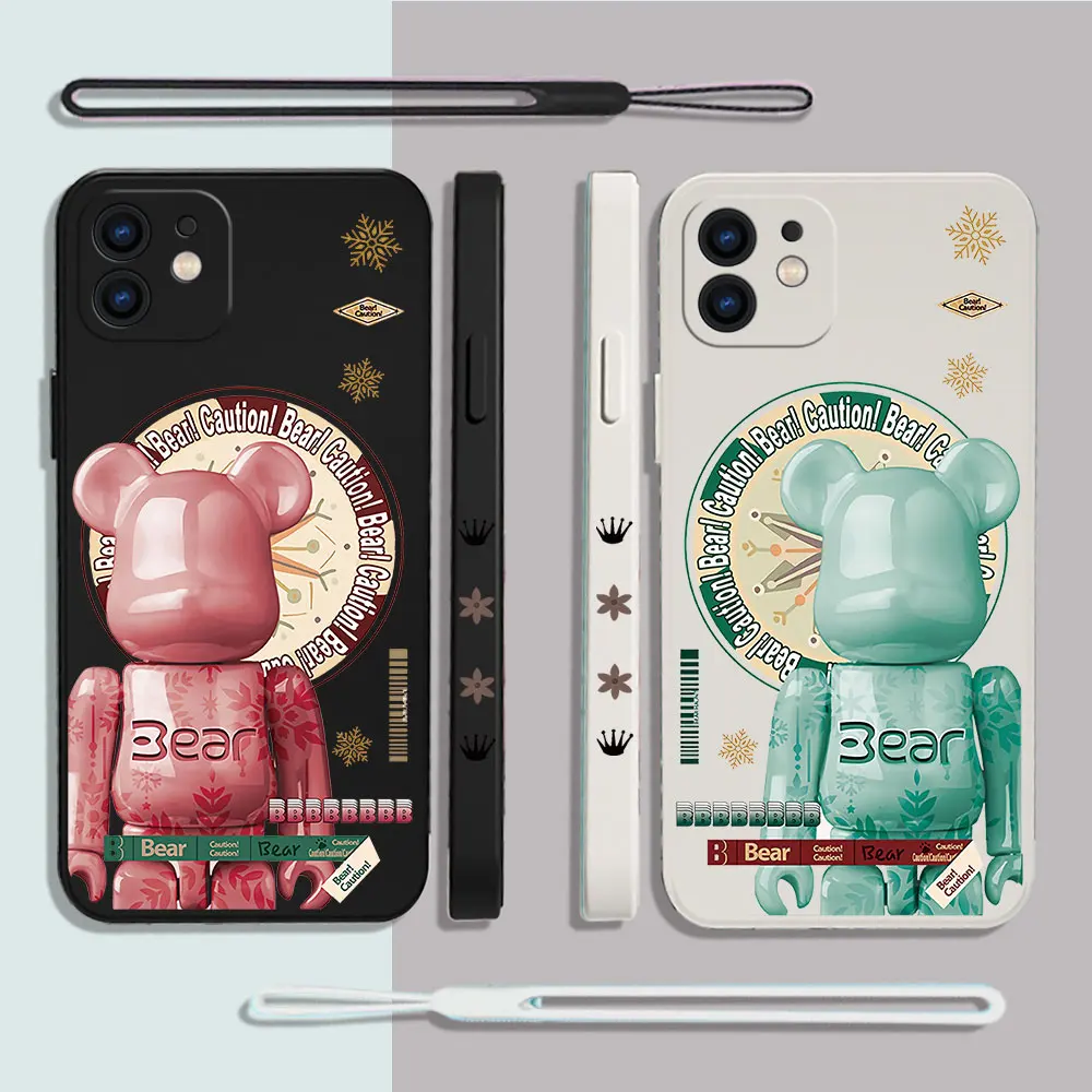 Mechanical Bear Phone Case For OPPO A54 A74 A57 A96 A76 A36 A95 A12 A15 A15S A16 A16K A9 A5 4G 5G Liquid Silicone Cover