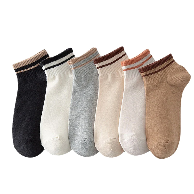 5 Pairs Women Socks Simple Breathable Sports Comfortable Cotton Shallow Mouth Socks Internet Celebrity Girls Ankle Socks