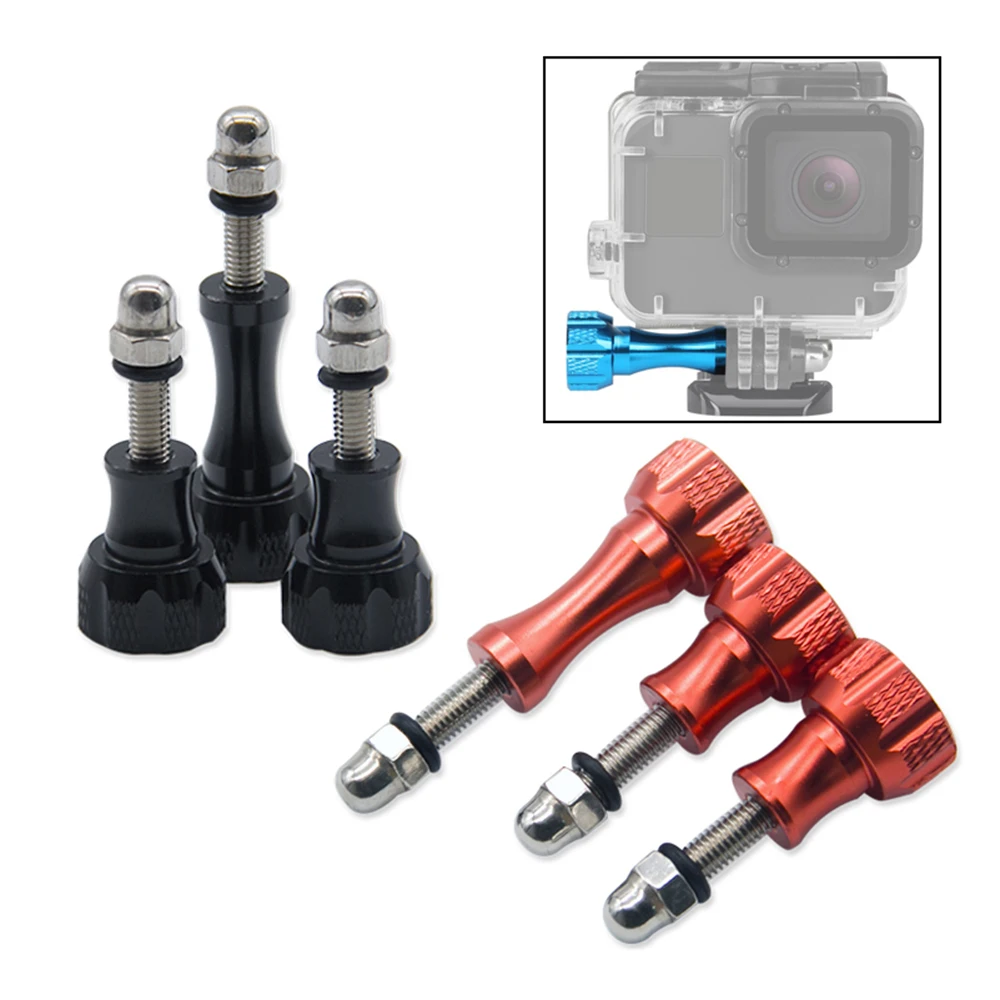 Vis de boulon de bouton de pouce en aluminium, 3 pièces, pour GoPro Hero 7 6 5 4 Xiaomi Yi 4K Sjcam SJ4000 H9, boîtier de montage sur trépied, accessoire de caméra
