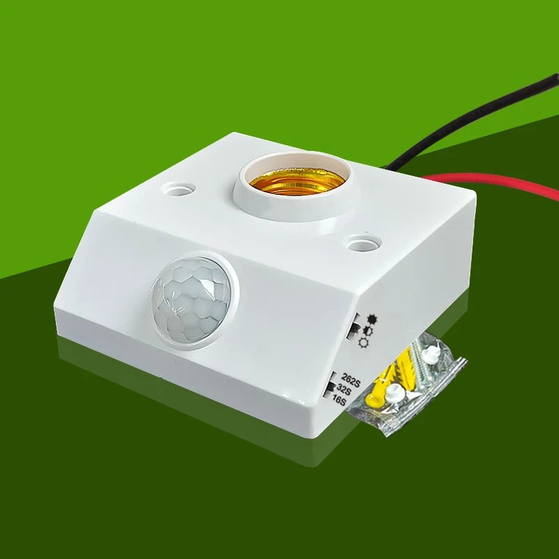 【AC85-265V Automatic Human Body Infrared IR Sensor Lamp Holder LED Bulb Light E27 Base PIR Detector Wall Lamp Holder Socket】