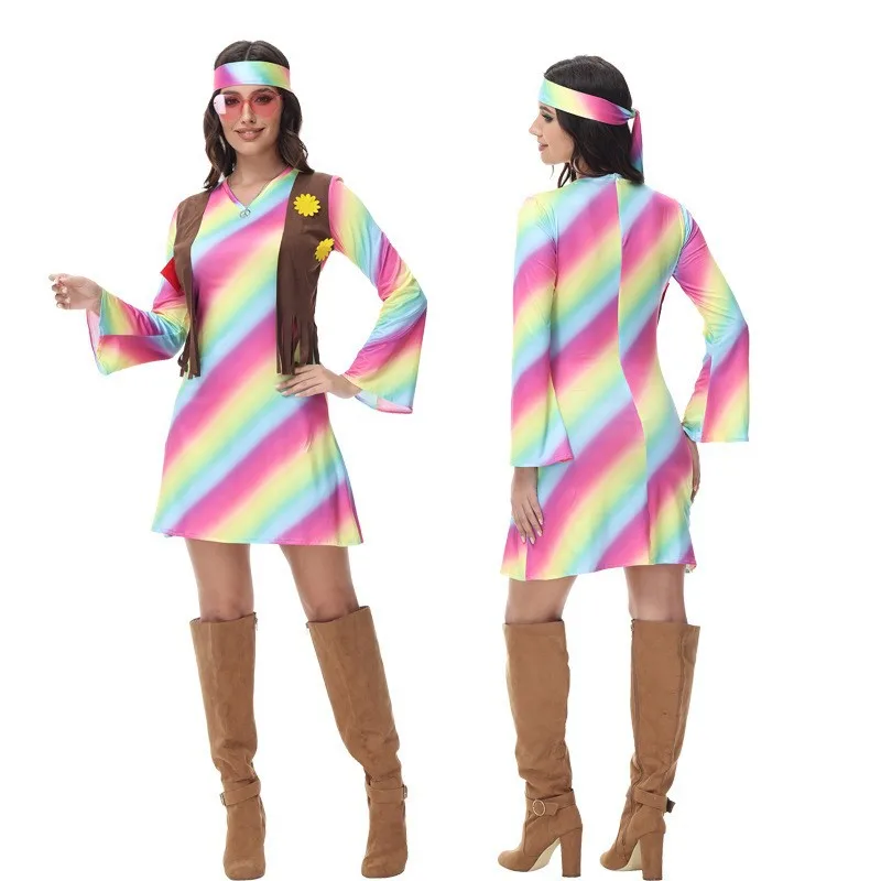 Le Cool New European and American retro 70s disco hippie adult cosplay hip-hop party stage performance costume view 4