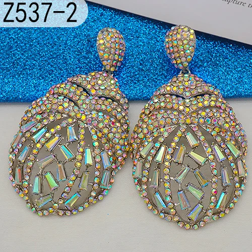 Damen AB Kristall Tropfen-Ohrringe Goldfarben Hohle Strass-Ohrhänger Hochzeit Party Braut Statement-Schmuck Geschenk – Detail 9