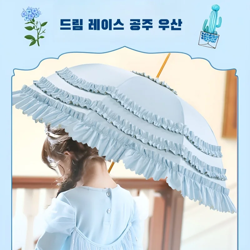 Creative Umbrella Vintage Lace Princess European Wedding Long Handle Red Umbrella Lolita Small Fresh Palace Style Umbrella