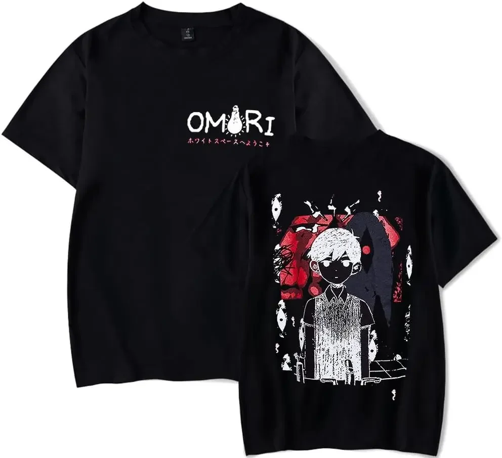 OMORI Game Graphic T‑Shirt Anime Character Unisex Cotton Short Sleeve Men Women Retro Horror Game Aesthetic Casual Loose Tops