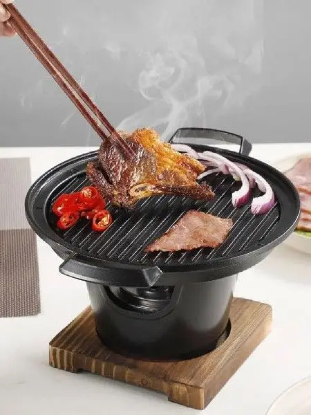 japanese-style-outdoor-bbq-plate-single-person-roasting-meat-tool-leather-bag-accessory-no-brand-registered-trademark