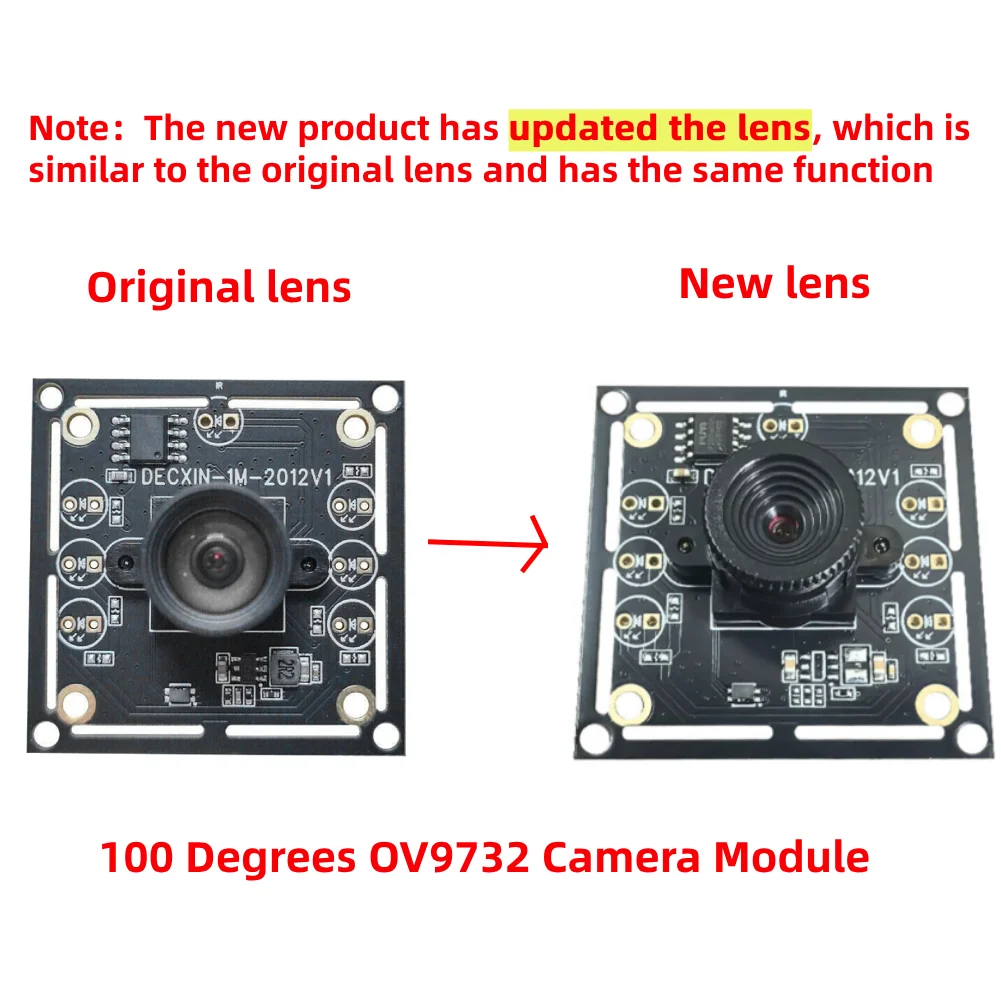Módulo da câmera com foco manual, USB, Free Driver, 2 Meter Cable, 1MP, OV9732, 1280x720, 100 graus, WinXP, 7, 8, 10, 3pcs