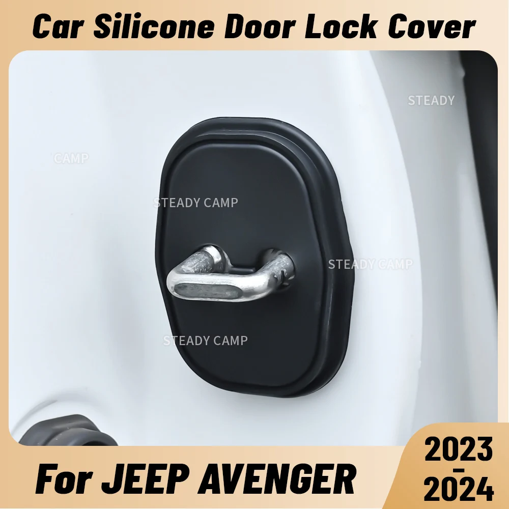 For JEEP Avenger 2023-2024 Car Door Shock Absorber Door Lock Protector Silicone Auto Door Lock Latches Cover Accessories