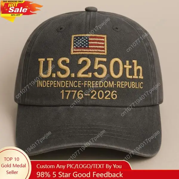 

USA 250th Anniversary Cap 1776 2026 Embroidered Hat with Flag Classic Patriotic Gift Independence Day Pride Gift for Army