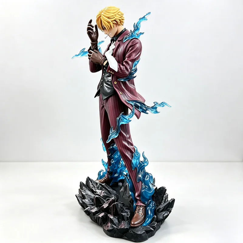One Piece Wano Saga Sanji Vinsmoke Action Statue, Devil Wind Foot Blue Flame Effect Parts, High-finish Hand-paintedModelOrnament view 2