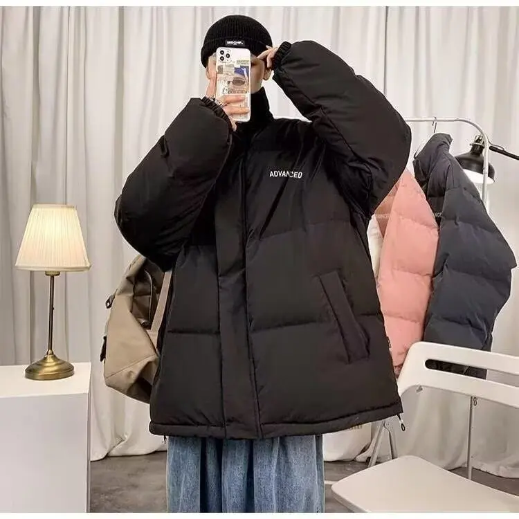 

Men's Thiened Fce Lined Cotton Jaet Large Size 250 Pou Autumn Winter ort Sle Bread Sle Coat Stand Collar Casual