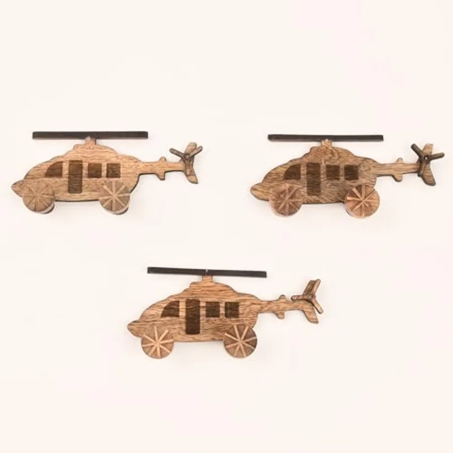

Decorative Wood Adhesive Wall Hooks for Coats 3 Hooks 6 Strips, Waterproof, Rustproof Towel Holder, No-Drill Hangers for Bathro