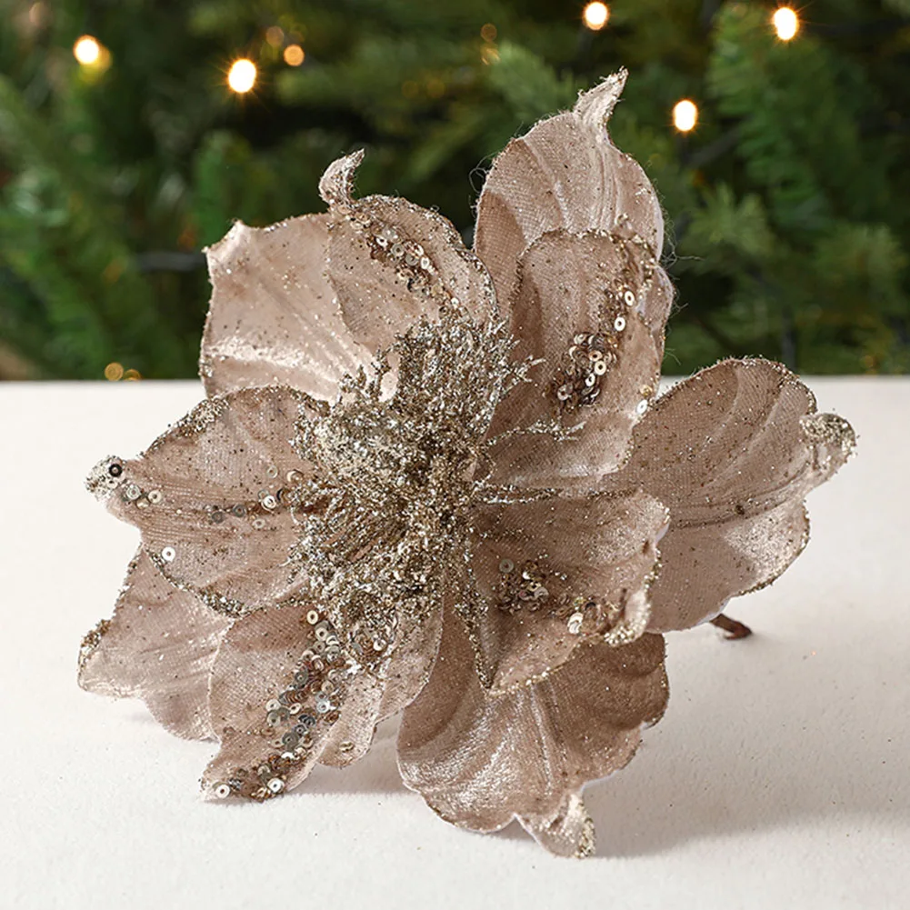 Unique Christmas Tree Decoration Glitter Flower Hanging Ornament Enhance Xmas Tree Beauty Suitable for Home Party Wedding