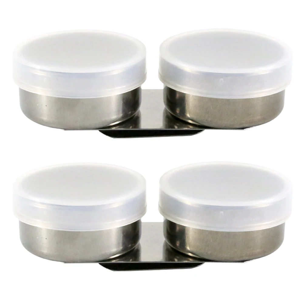 

2Pcs Oil Pot with Lid Stainless Steel Plastic Leakproof Paint Cups for Painting Brush Washing Container Supplies