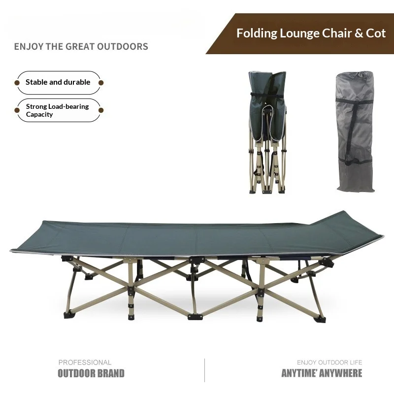 

Lightweight Portable Folding Camping Cot Single Bed Quick Setup Durable Steel Frame Compact Travel Nap Office Emergency