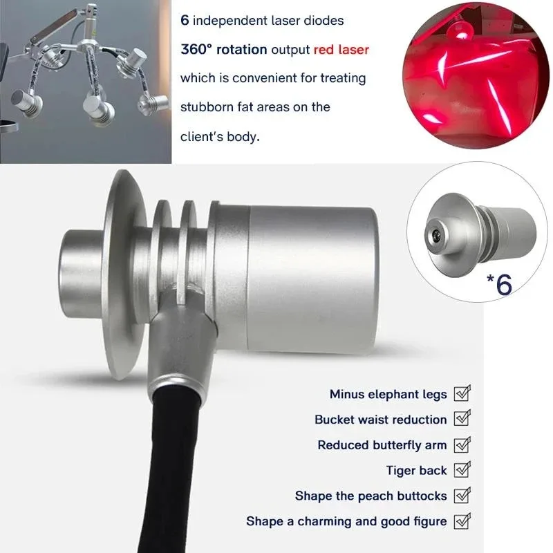 آلة التخسيس بالليزر 6D 532Nm جهاز إزالة الدهون LED غير الغازية لتحلل الدهون لفقدان الوزن وتشكيل الجسم