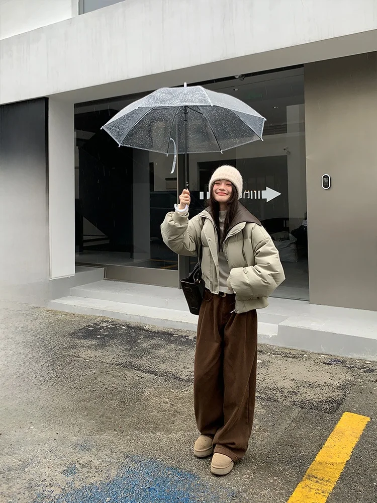 

Song Zhengen коричневые широкие джинсы Fce, женские свободные брюки прямого кроя, винтажные зимние джинсы с высокой талией и застежкой-молнией