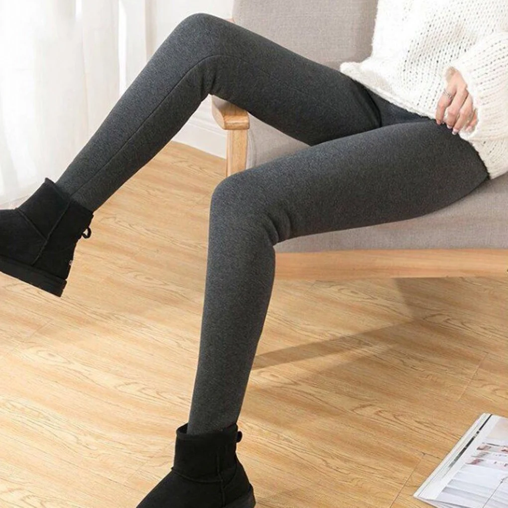 Mulher inverno quente leggings grosso elasticidade térmica nona calças emagrecimento elástico calças de tempo frio cinza claro xxl