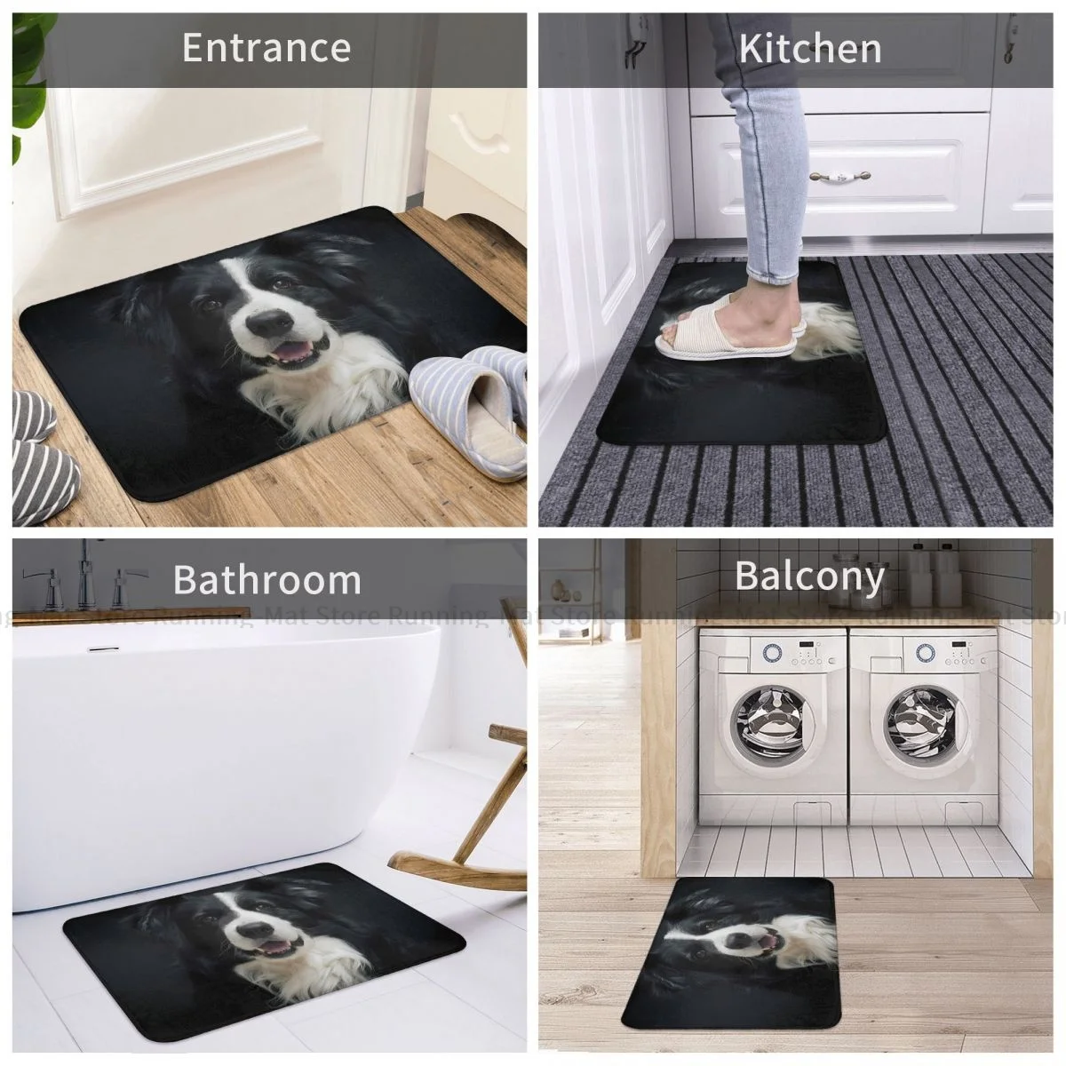 Border Collie Pet Dog Non-slip Doormat Kawaii Living Room Kitchen Mat Outdoor Carpet Home Modern Decor