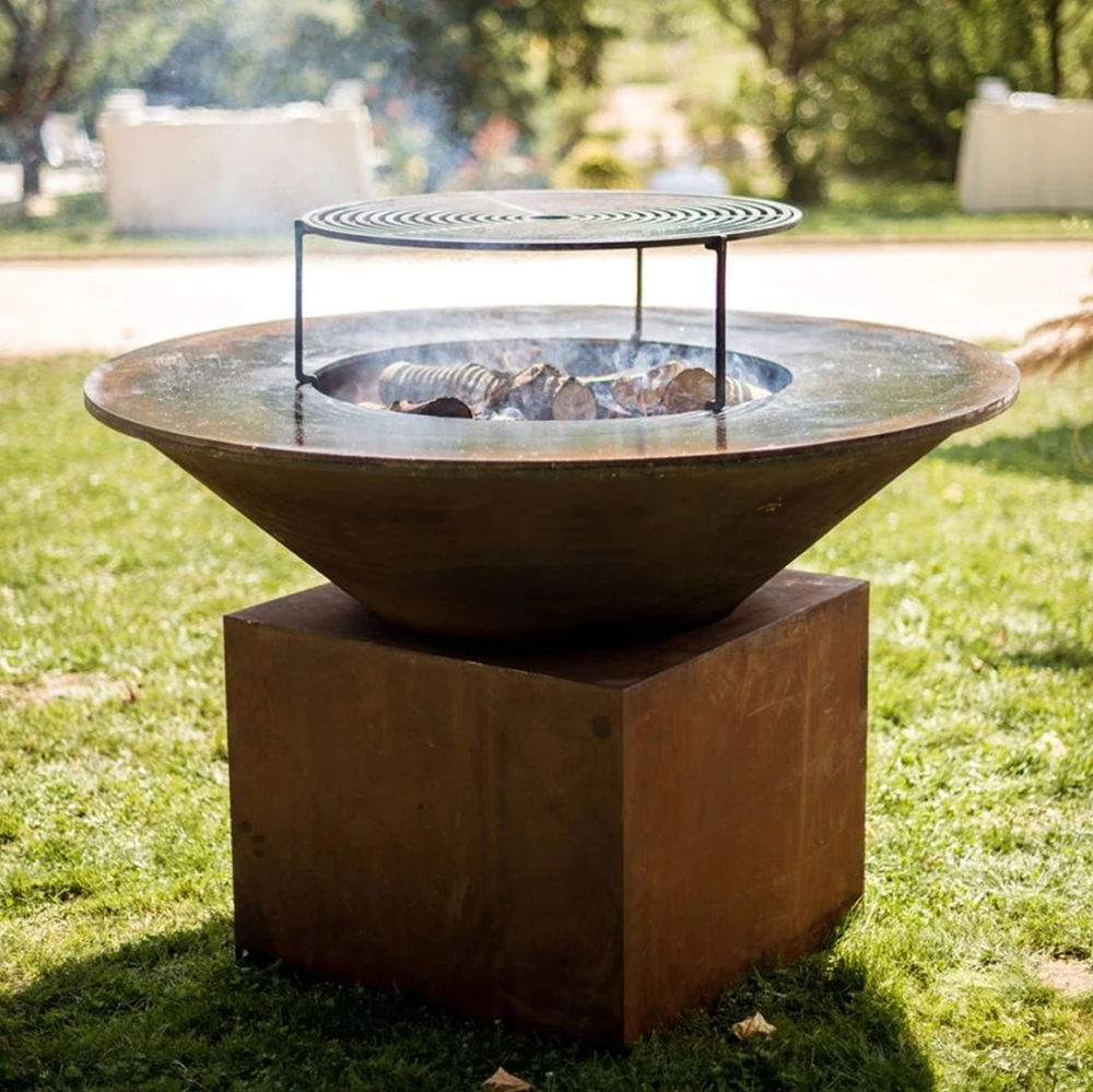 Unique Products Corten Grill BBQ for Outdoor Kitchen Fire Pit BBQ Grill