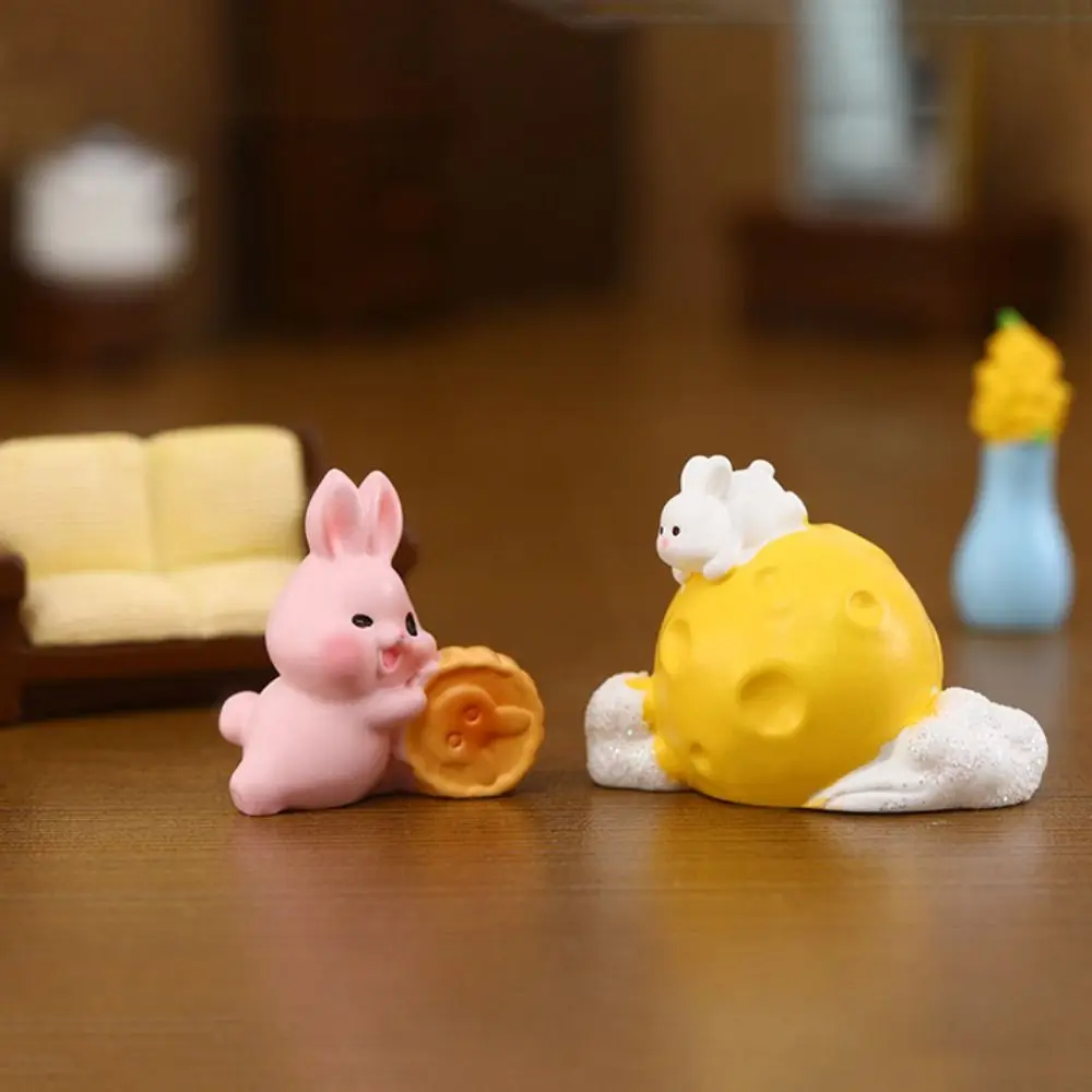 중국 스타일 중가을 축제 월병, 작은 흰 토끼 휴일 장식 인형, 회색 달 토끼 페이스트리, DIY 미니어처 피규어