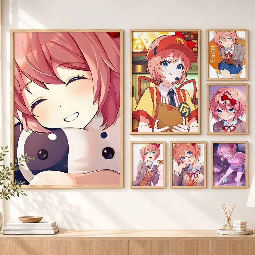 Cute D-Ddlc S-Sayori Doki Customizable HD Self Adhesive Waterproof Wall Art Poster