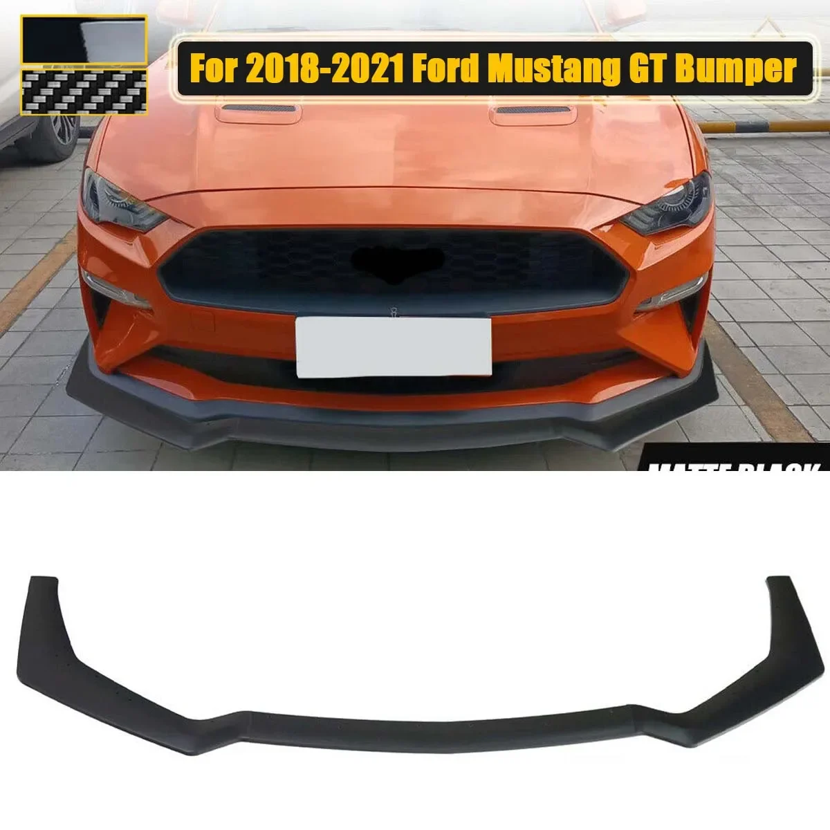 

Front Bumper Lip Spoiler Side Splitter Deflector Body Kit Guards For Ford Mustang GT ONLY 2018 2019 2020 2021 Car Accessories