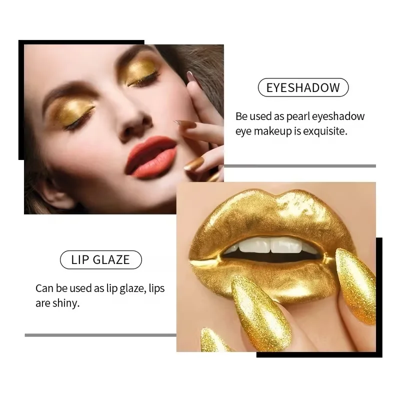 ظل عيون سائل وملمع شفاه 2 في 1 ذهبي اللون، بلمعة لؤلؤية حورية البحر، بريق ملون، مكياج متعدد الاستخدامات للعيون والشفاه