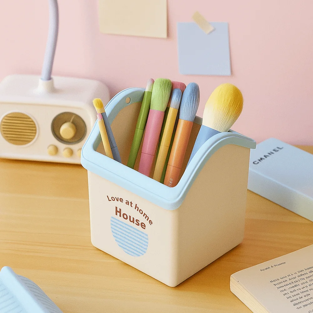سعة كبيرة حامل قلم البيت الحلو القرطاسية الغبار واقية قلم رصاص صندوق تخزين مقاوم للماء حامل قلم منظم فرشاة للمكياج