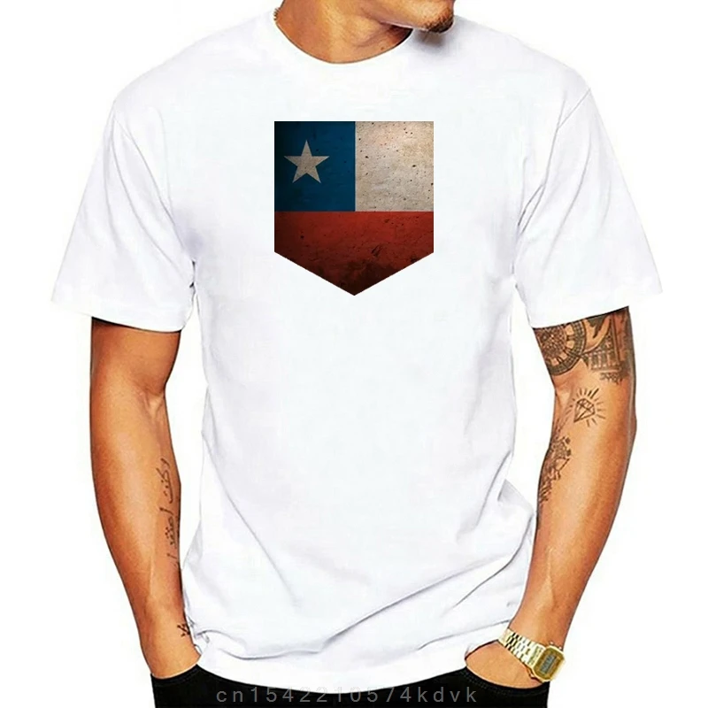 2024 Summer Hot Sale  Print Pocket Chile Flag Tshirt Mens America Sporter  T Shirt Tee