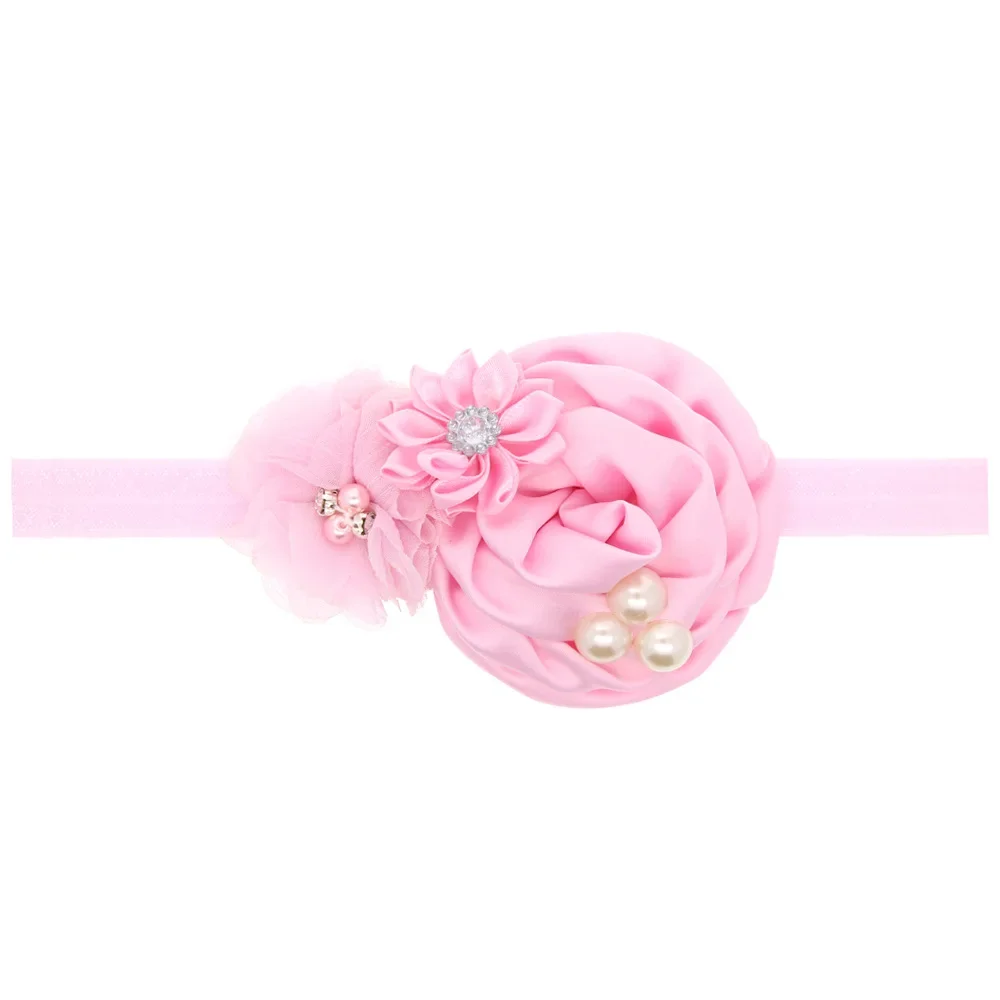 Yundfly Chic Newborn Baby Headband Ruffle Flower Crystals Elastic Headbands Kids Hairband Photography Props Gifts