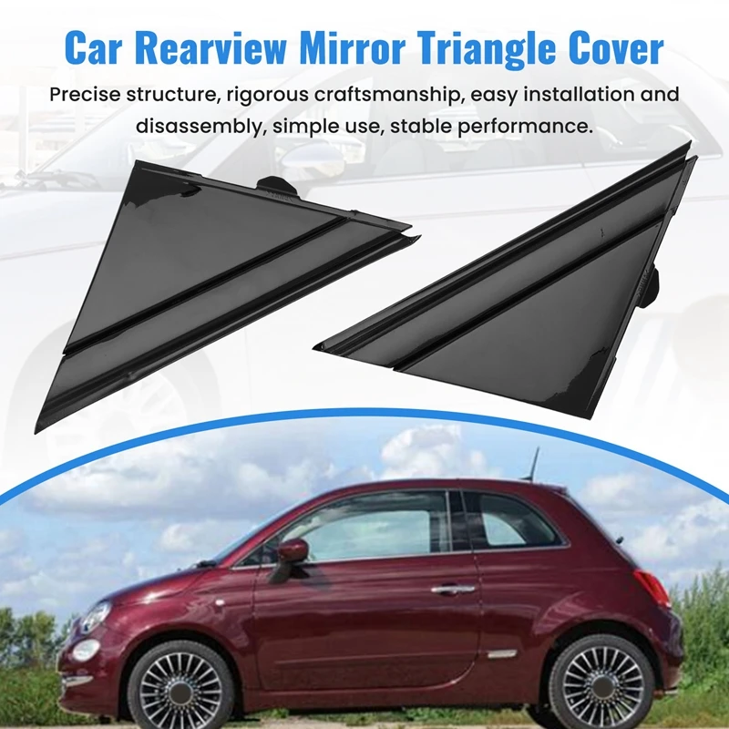 Car LH&RH Door Mirror Flag Cover Molding Triangle Cover 1SH17KX7AA 1SH16KX7AA For FIAT 500 2012-2019