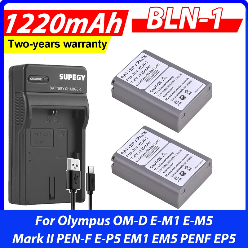 4x BLN-1 PS BLN1 PS-BLN1 Battery + USB Dual Charger for Olympus OM-D E-M1 E-M5 Mark II PEN-F E-P5 EM1 EM5 PENF EP5