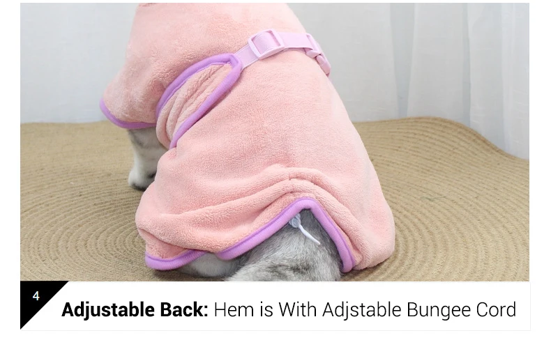 Bathrobe for Dogs Super Absorbent Fast Drying Hooded Cute Pet Bathrobe Towel for Cats Dogs Adjustable Microfiber Coat Corgi Pugs