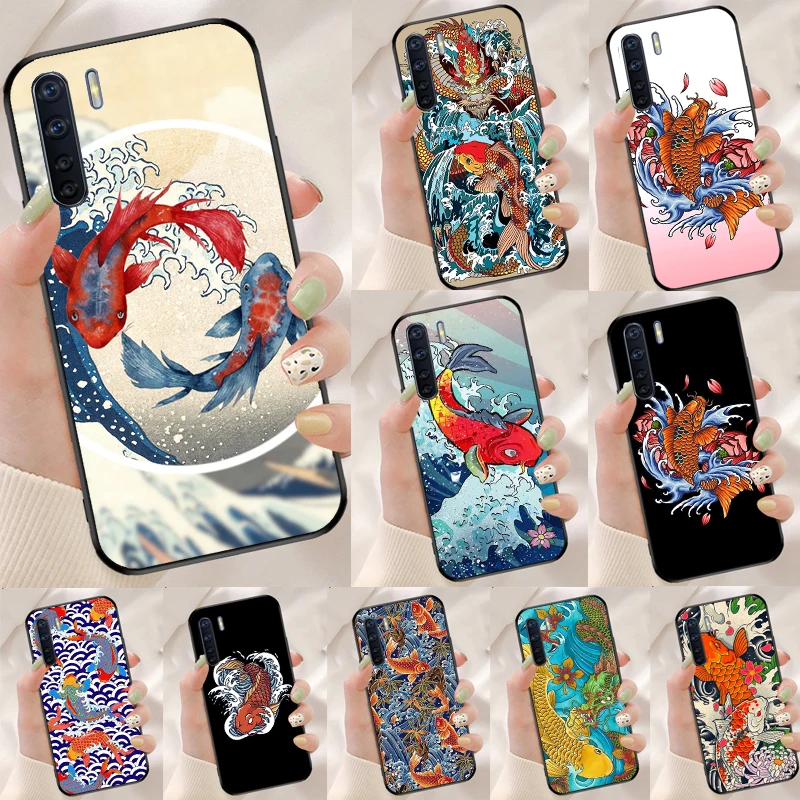 Японская Татуировка Koi Dragon Wave женская для OPPO A96 A76 A77 A78 A74 A94 A5 A9 A31 A53 A52 A72 A91 A93 A15 A16 A17 A57s A54s
