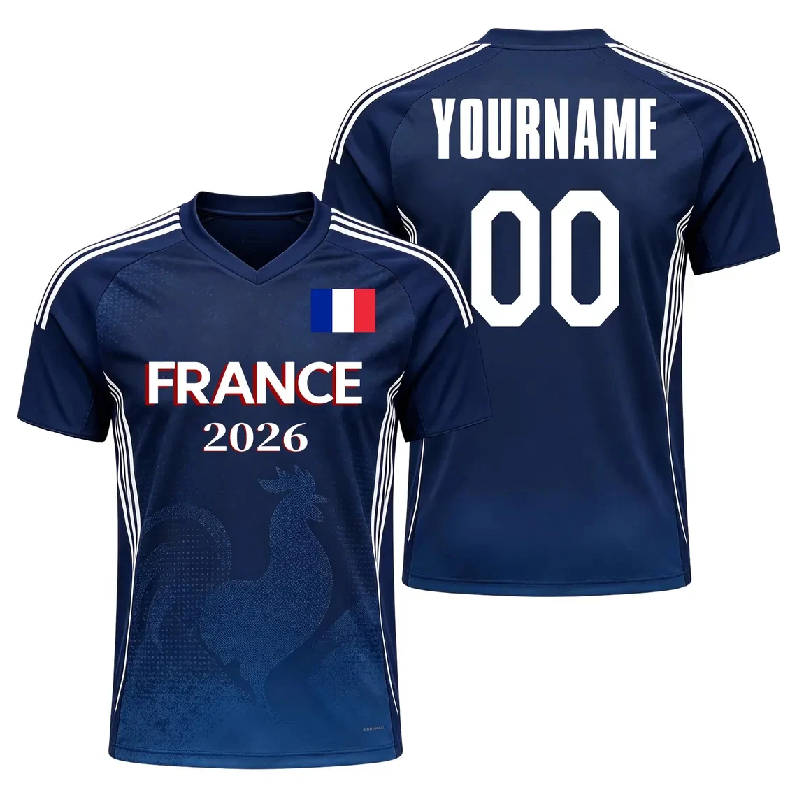 2026 France Flag Print Football Jersey Custom Name Number Quick Dry Sports Tees For Soccer Fans Training Uniform Dropshipping