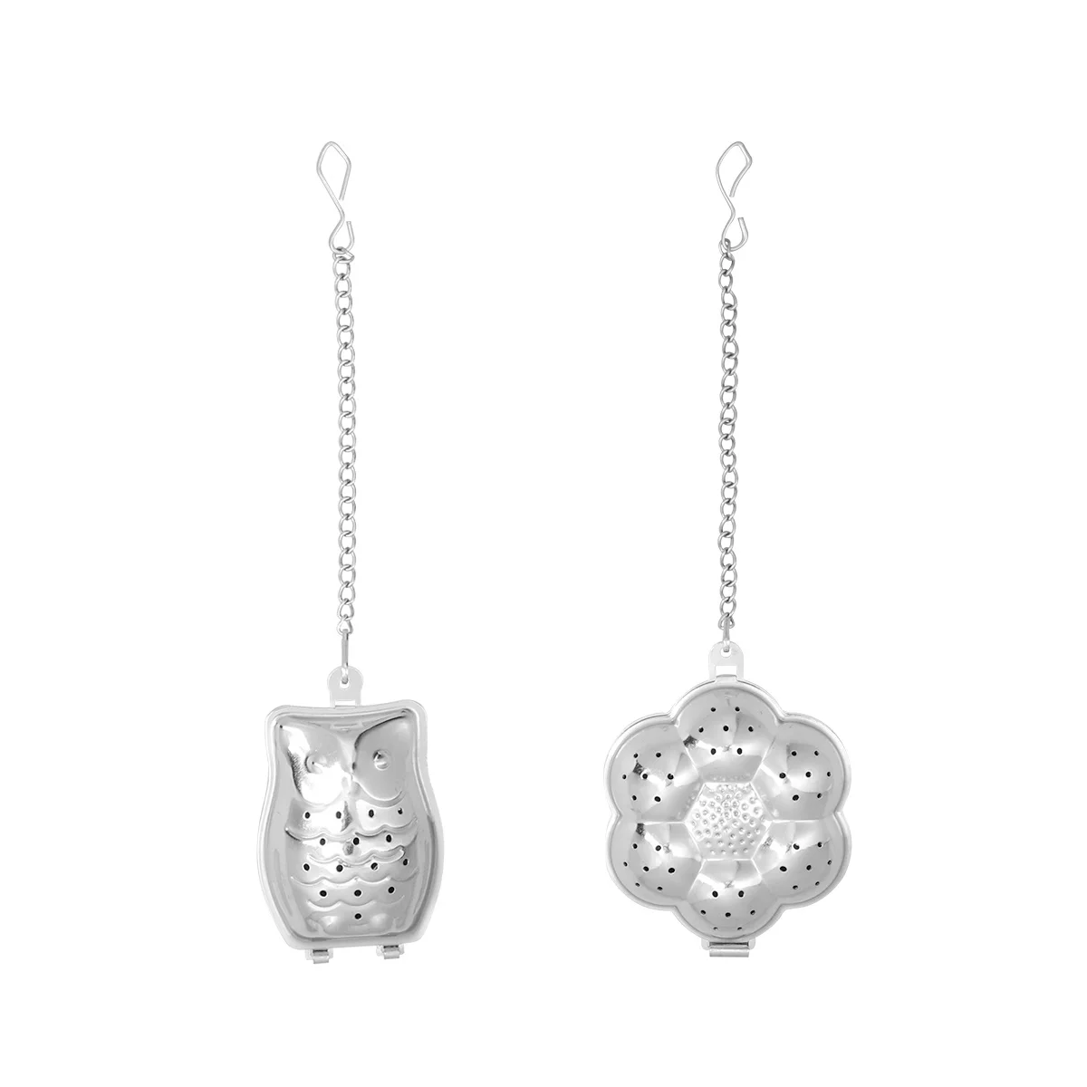 

2pcs Stainless Steel Infuser Reusable Loose Leaf Tea Filter Strainer For Green Black Oolong Herbal Tea With Chain Handle Heat