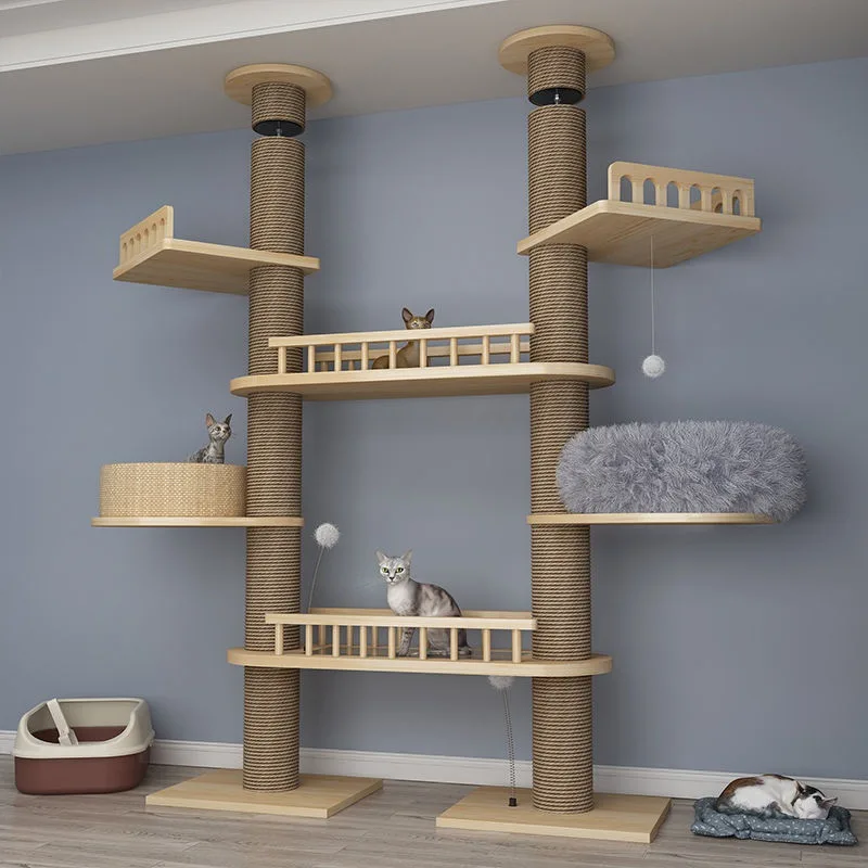 Cat climbing frame Babel pillar solid wood multi-layer large cat climbing frame