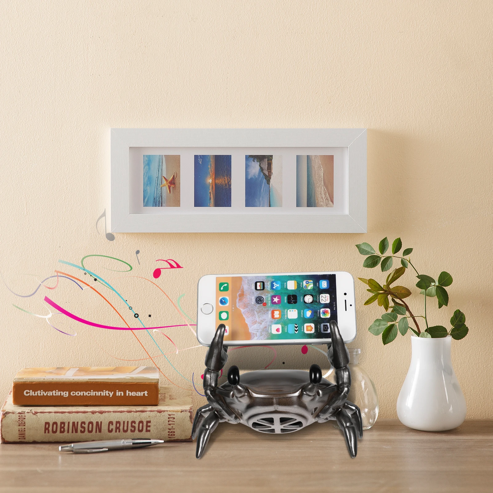 

1 Set Wireless Speaker Stereo Crab Shape Music Subwoofer Loudspeaker Phone Stand Audio Soundbox Portable Mini Speaker