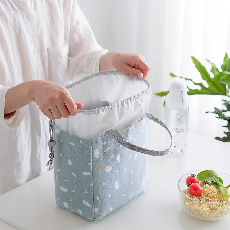 Thickened Insulated Lunch Bag Portable Drawstring Lunch Box Large Capacity Students Office Workers Bento Pouch Fresh Picnic Bag