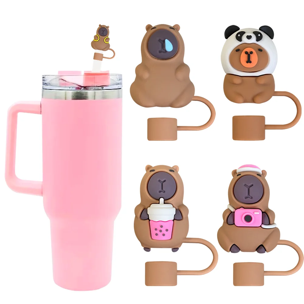 Cute interesting Capibala capybara Straw Covers Cap Toppers Compatible for 10mm Diameter with 30&40 Oz Tumbler Cup Accessories