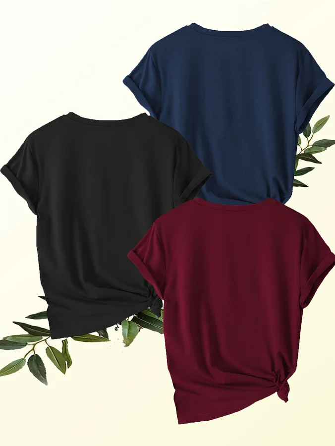 Inspirational Quote T Shirt Women 3Pcs Motivational Letter Print Graphic Tee Don t Forget To Smile Casual Loose Tops Female Clothes Plus Size