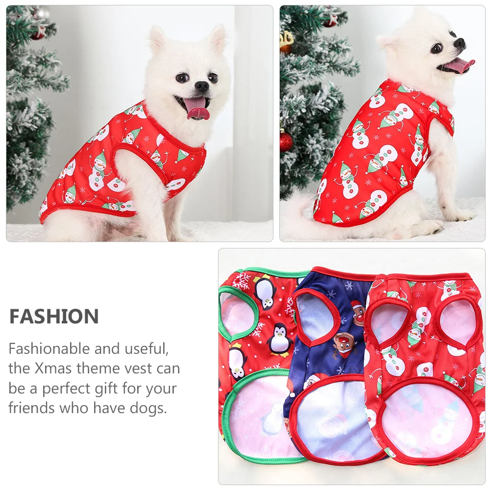 

1Pcs Christmas Theme Dog Vest Polyester Xmas Pet Clothes Warm Dog Costume for Small Breeds Holiday Pet Clothes