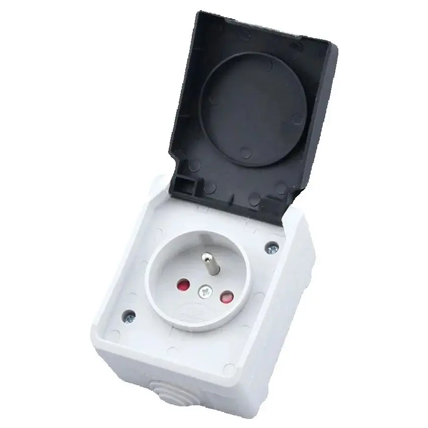 European France German 16A Surface Mounted Outdoor Waterproof Power Wall Socket Kitchen Bathroom Splash-proof EU Industry Outlet