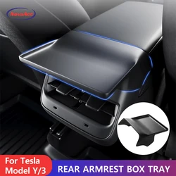 NovaAcc-bandeja de almacenamiento de ventilación trasera para Tesla Model Y 2024-2021 Model 3 2023-2021, caja de reposabrazos trasero, accesorios interiores de coche