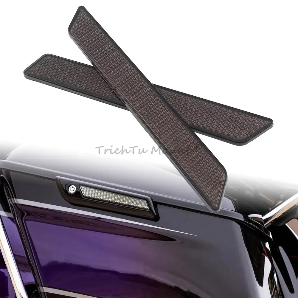 

Motorcycle Reflectors Hard Saddlebag Guard Latch Cover For Harley Touring Road King Street Electra Glide FLT FLHT 2014-up
