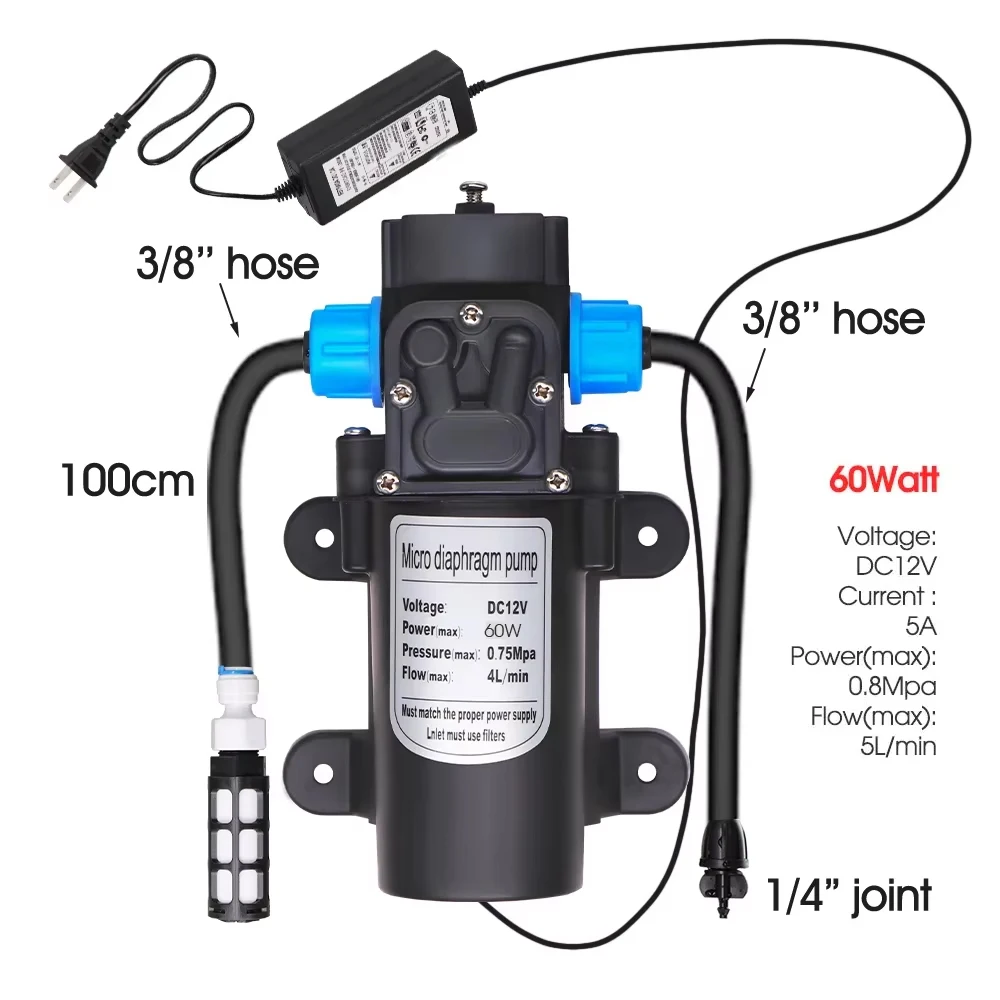 Zasilacz 110-220 V samozasysająca pompa natryskowa zestaw do ogrodu szklarni 8mm wąż PE dysza mosiężna automatyczne zamglenie układ chłodzenia