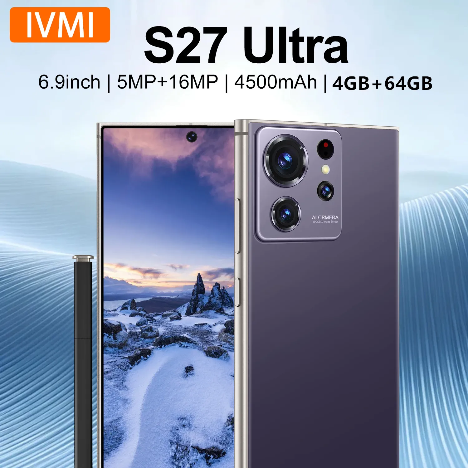 IVMI Global Version S27 Ultra Cheap Smartphone 4GB+64GB 6.9