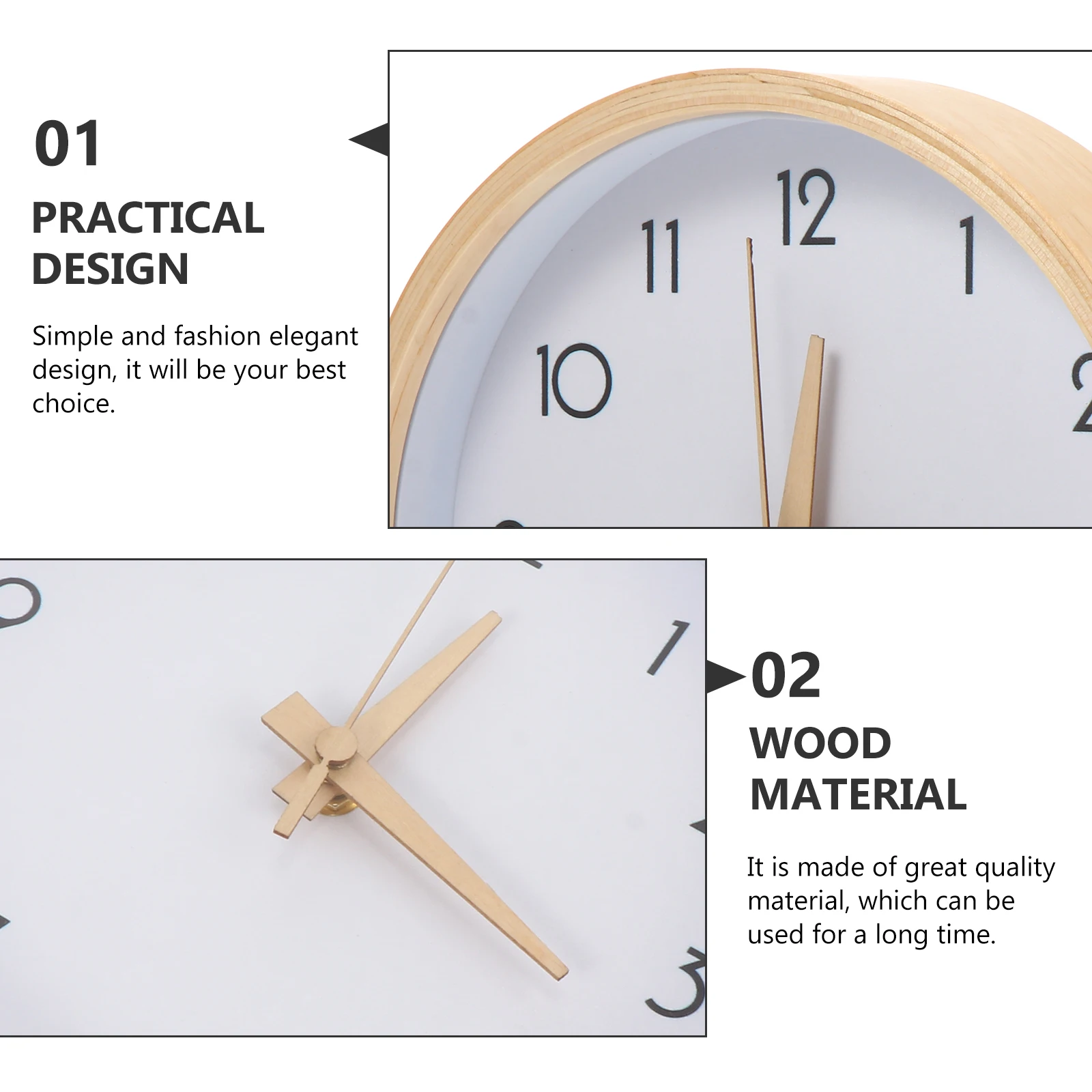 

1Pcs Silent Wall Clock 8-Inch Round Decorative Home Hanging Clock Living Room Wall Decor Practical Operated