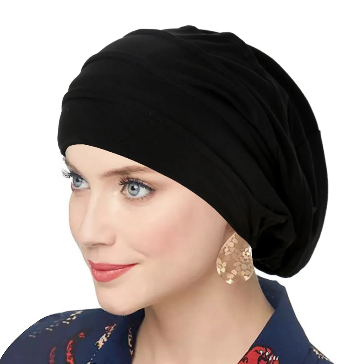 Ramadan Muslim Fashion Crinkle Turban Cap Women Hijab Islamic Chemo Cap Head Scarf Ladies Head Wrap Cover Hijab Scarf