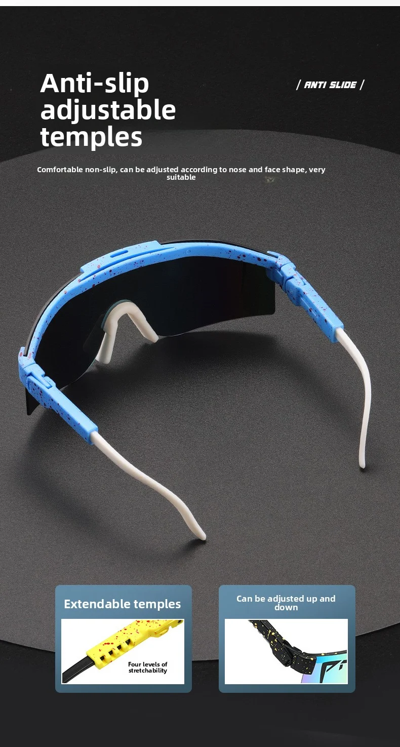 Verstellbare PC-Linsen Quadratische Sonnenbrille für Männer und Frauen, Winddichte Fahrradbrille UV-Schutz Sportsonnenbrille – Detail 6